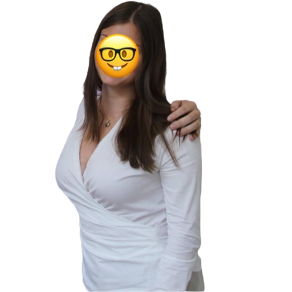 Zara Poplin Off-White Long Sleeve Faux Wrap Side Ruching Blouse Size Large - Picture 1 of 13